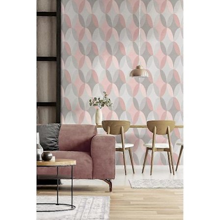 Crown Kirby Oval Geometrisk Rosa Tapet (FMY)