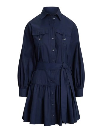 Lauren Ralph Lauren | Buckle-Trim Cotton-Blend Shirtdress | 40