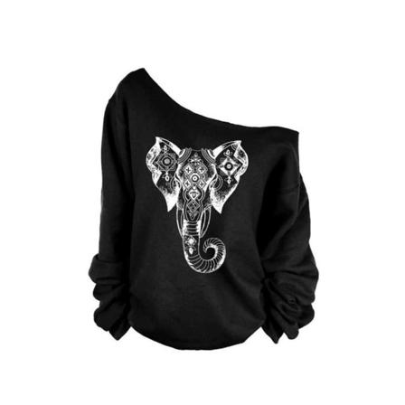 Dam Sned Axel Elephant Printed Hoodies Långärmad