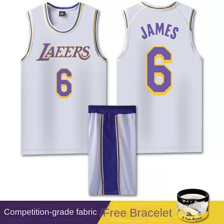 NBA Basket Uniform LAL White Suit-No.6 James