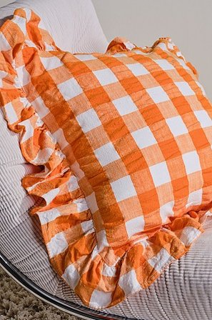 Jotex - Pudebetræk 50x50 Cm Orange/vit - MIMMI - Køb Pyntepuder og pudebetræk hos Jotex