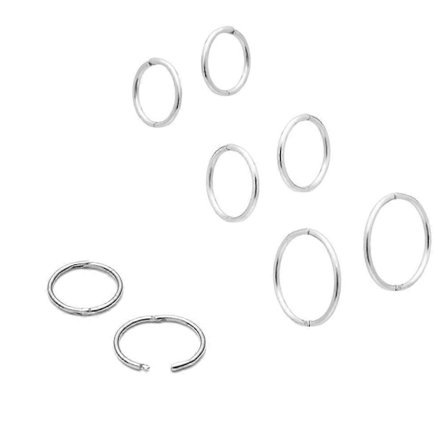 Hingerade örhängen i sterling silver 925, välj 6 mm, 8 mm, 10 mm, 12 mm (FMY)
