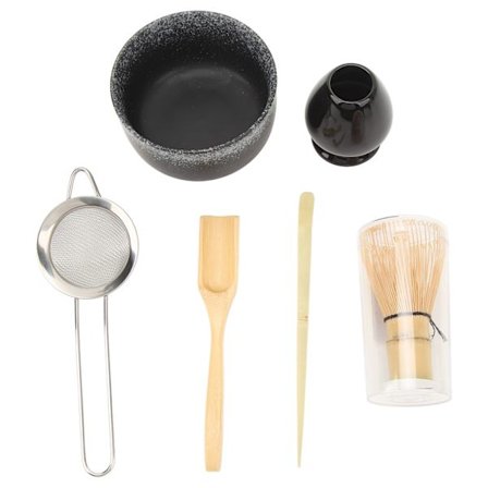 Traditionellt Matcha Te Set med Visp Skopa Skål Filter Handgjort Ceremoni Kit Gradient Svart