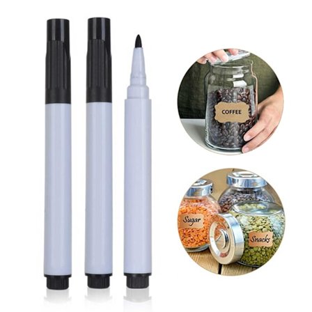 3 -pakk krittpenn for etiketter, kraftpapir - svart