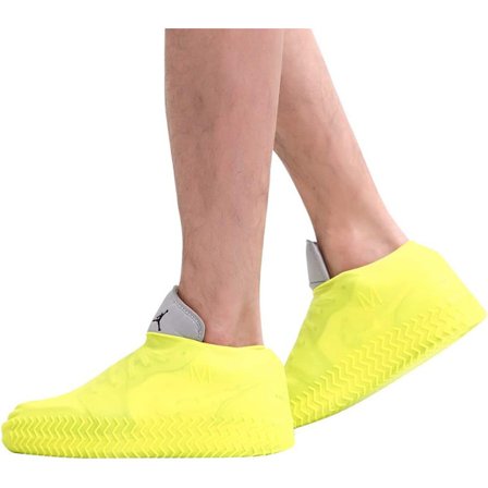(Stor gul) Vandtætte silikonesko-overtræk til regn, genanvendelige