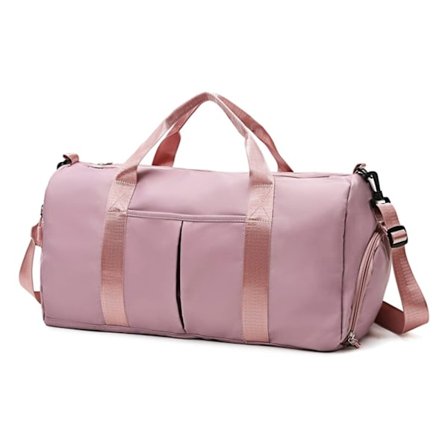 Sport Gymväska med Vått Fack och Skofack, Vattentät Weekend Axelväska, Lättviktig och Lätt att Bära Rese Sport Gymväska (Rosa)