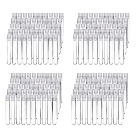 400 stk. gennemsigtige plastrør med hvide skruelåg Prøvebeholdere Flasker Push Caps 12x75mm