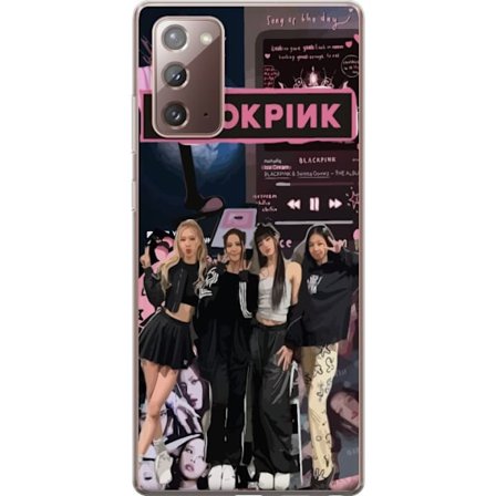 Yhteensopiva Puhelinkuori Samsung Galaxy Note20 BLACKPINK kollaasi musiikkisoittimella, muotiestetiikalla ja vaaleanpunaisella mustalla väriteemalla,