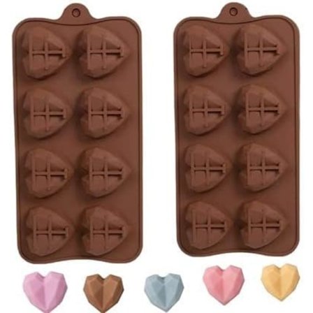 Hjärtformad silikonform diamant hjärtformad chokladform 2 stycken för moussetårta godis gelé
