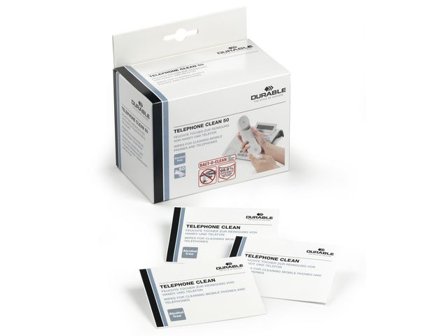 Durable Universalrengöringsdukar, TELEPHONE CLEAN 50, vita 50/fp - Lyreco - Datorprodukter - Datorrengöring - Rengörings-servetter