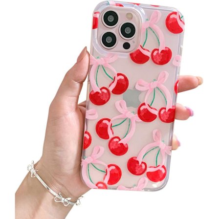 1kpl Yhteensopiva iPhone 16 Pro:n kanssa, Söpö Kirsikka Rusetti Esteettinen Muotoilu, Pehmeä TPU Ohut - Kirkas