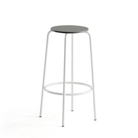Bar stool TIMMY, white frame, dark grey seat, H 730 mm