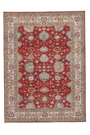 Håndknyttet Kazak Fine 254X343 Uldtæppe Mørkerød/Brun Stort