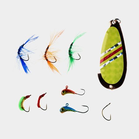 Lures for winter fishing iFish Rainbow Trout, with spoon, balance jig/micro balance jig & ice fishing shrimps