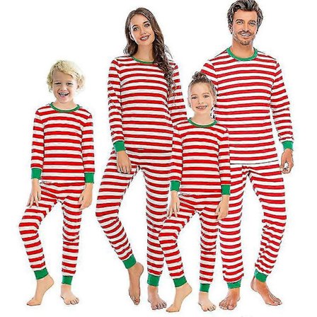 Matchende stribede julepyjamassæt til hele familien, juletøj og loungewear til voksne, børn og babyer