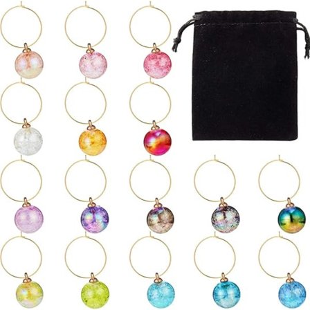 16 stk julevin-glassmarkører for stetteglass, morsomme vinmarkører, drikkebrikker, gjenbrukbare smaksprøvefestfavoritter, flerfarget 1,6 cm