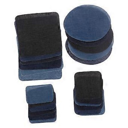 24 stk. stryge-på-mærker stryge-på denim bomuldsmærker stryge-på reparationssæt blå