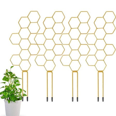 4-pak metal plantestøtter – Guldfarvet klatrestøtte i bikubemønster til potteplanter, blomster og klatreplanter_TF_TF