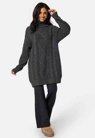 BUBBLEROOM Tracy knitted sweater dress Dark grey Klær