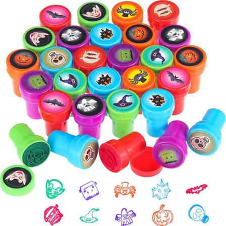 20 assorterte selvblekkstempler i plast laget for Halloween-festdekor