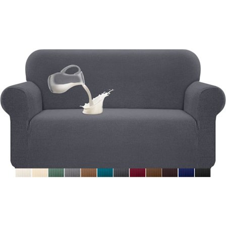 Spandex Jacquard Vattentät Stretch Soffa Överdrag med halkfri skum (2 Sits, Grå)
