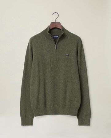 Lexington Sweater i bomuld med halv lynlås