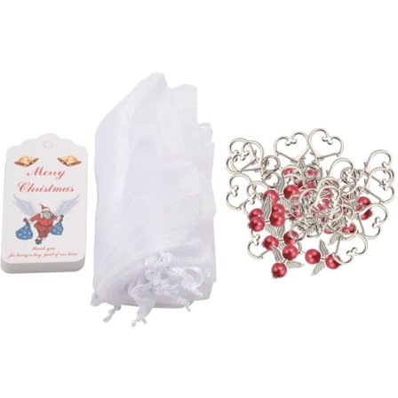 20 st Guardian Angel Nyckelring Bröllop Dop Mini Souvenir Vingar Hänge Dekorativa Smycken, Röd