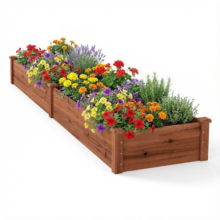 Korotettu puutarhapenkki, puu, 240x60x25 cm, avoin pohja