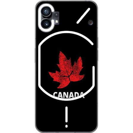 Kompatibelt Mobildeksel til Nothing Nothing Phone (1) Grafisk lønnebladsymbol i rødt mot svart bakgrunn med tydelig kanadisk referanse og minimalist