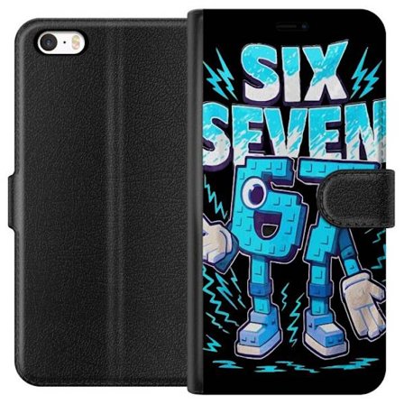 Yhteensopiva Lompakkokotelo Apple Apple iPhone 5 Lelukas sininen kuvaus numeroilla Six Seven retro-arkadityyliä vahvalla typografialla ja graafisella