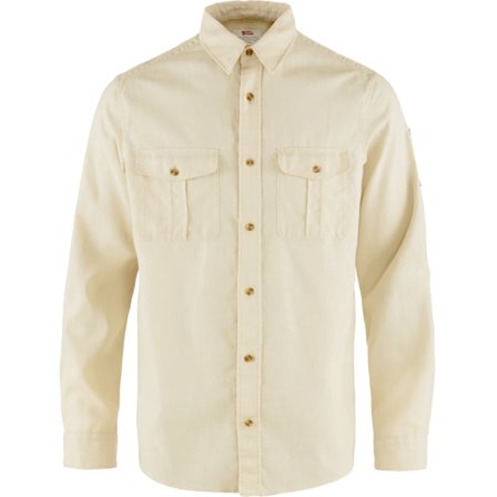 Fjällräven Herr's Övik Travel Shirt Long Sleeve in Chalk White | Size: Large, Hampa/Polyester