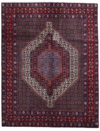 126X161 Tapis D'orient Senneh Rose Foncé/Rouge Foncé (Laine, Perse)