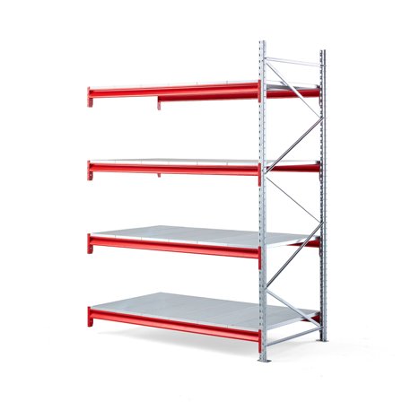Weitspannregal TOUGH, Anbaumodul, 2500 x 1800 x 1000 mm, 4 Böden Stahl