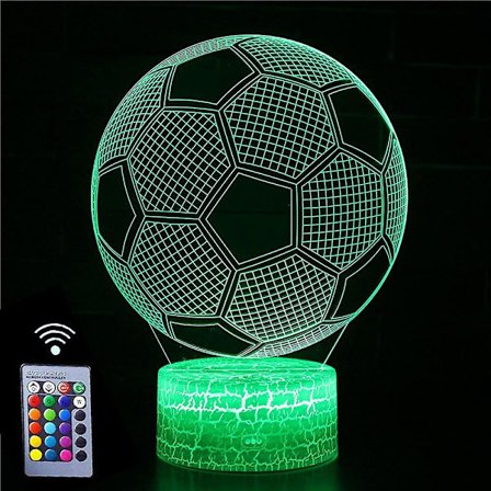 3D-illusionlampa, nattlampa med färgväxling och smart touch-kontroll (fotboll)