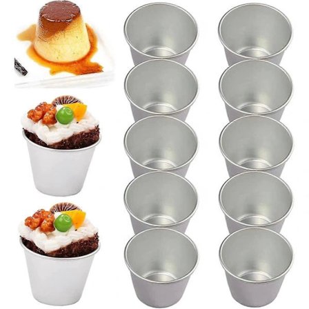 10 stk. buddingforme, 10 stk. muffinplader i aluminium, Dariole forme, non-stick mini bageforme, skåle, æggetærte, muffin forme XL