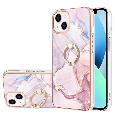 SKALO iPhone 14 Marmor TPU Skal Med Ring - Motiv 2 multifärg