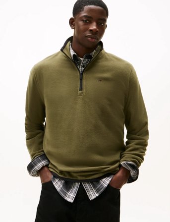 Tommy Jeans Tjm Reg S Flag Polar Fleece Qz - Green - L