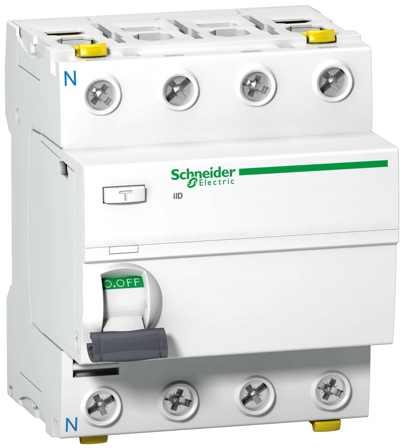Schneider Electric Acti 9 iID Jordfeilbryter A-SI, 4-polet 63 A, 300 mA (S), Stikkontakter & kabler