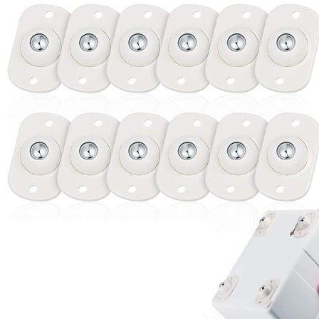 (12 stykker, hvit) Selvklebende hjul Mini svingbare hjul