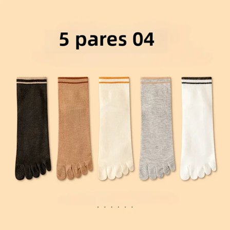5 par 04-dame tåsokker, 5 par, bomulds sportsstrømper med adskilte tæer, halv tube til yoga og pilates