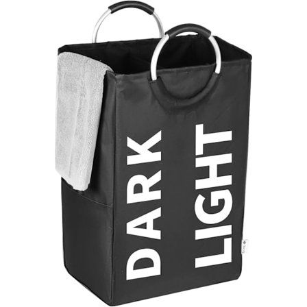 Dubbel tvättkorg med bekvämt handtag, vattentät Oxford-tyg tvättkorg