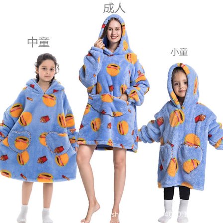 Mub- Huva bomull ull vinterjacka filt kostym tjock lat kostym TV-filt tv filt pyjamas tröja hoodie filt