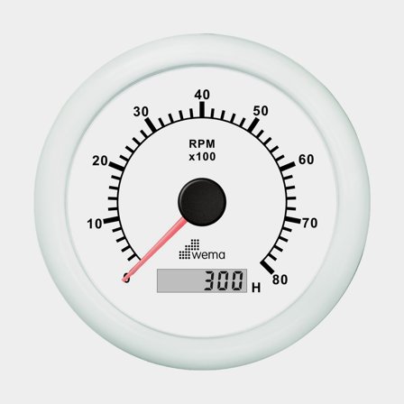 Varvräknare 8000 varv med timräknare vit