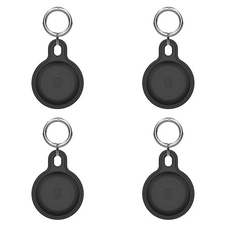4 stk - AirTag-etui Airtag-holder med nøkkelring - Svart
