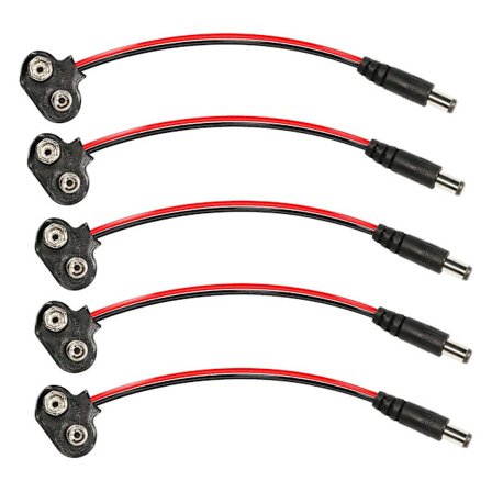 Paket 9V T-typ Batterikontakt med DC hane-kontakt för 9V alkaliskt batteri