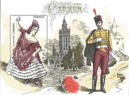 Frankrig - Carmen operaen 150 år - Postfrisk miniark