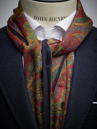 John Henric Men's Burgunderroter Schal aus Wolle & Seide Size Onesize