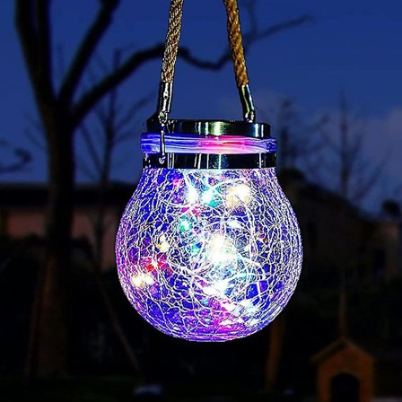 Solcelled Crack Jar Lys Hængende Kugle Glas LED Lanterner