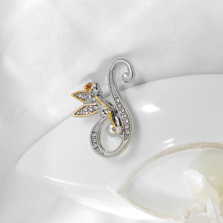 Crystal English Letter Brooch Alf Angel Lapel Pin Suit Shirt Co