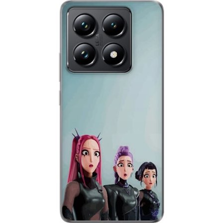 Kompatibelt Mobildeksel til Xiaomi Xiaomi 14T Tre animerte kvinner med fargerikt hår i futuristisk stil og overraskede uttrykk